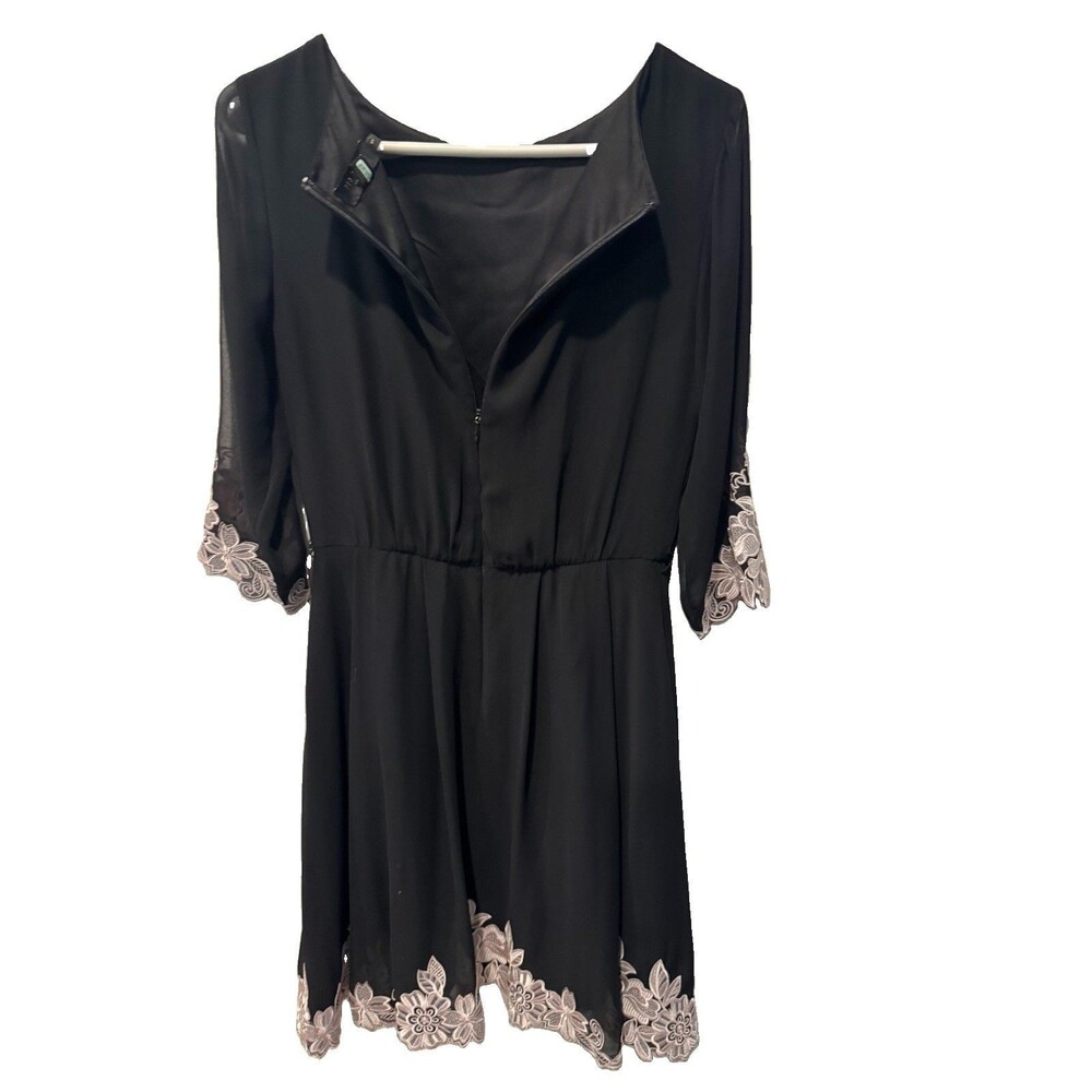 Ted Baker Feay Black Heavy Embroidered Lace Trim Fit & Flare Cocktail Dress Sz 1 - Picture 11 of 11